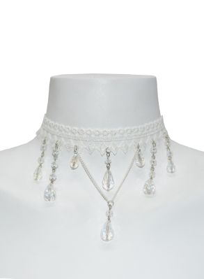 Vit spets choker tårdroppe