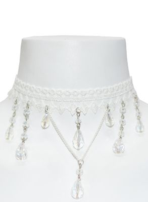 Vit spets choker tårdroppe