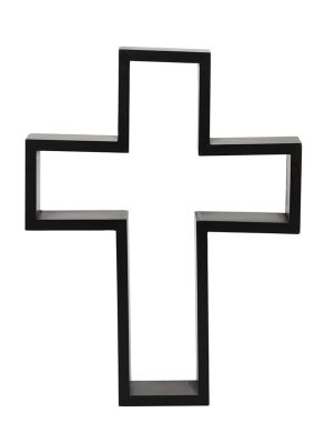 Svart krucifx vägghylla.