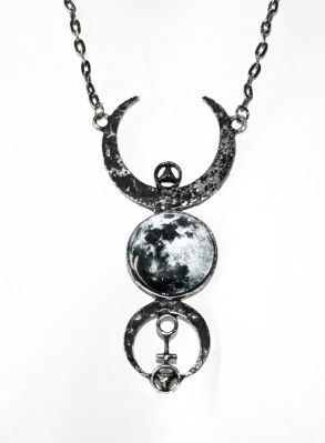 Silver full moon halsband