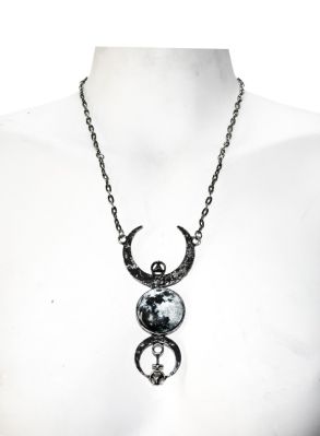 Silver full moon halsband