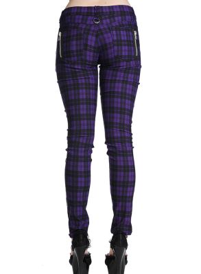 Tartan Zipper Byxor Lila